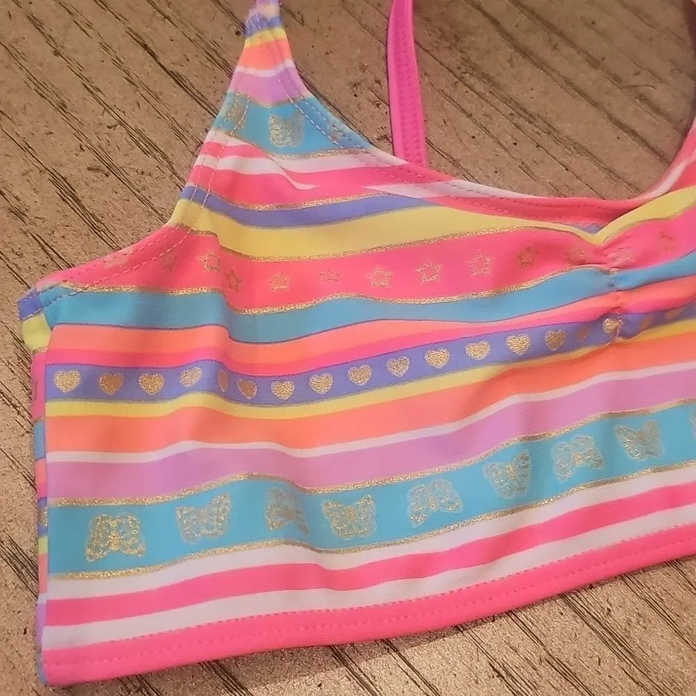 H&M Stripped Pink and Blue Bikini Top Size 6-8Y